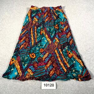 Vintage Kelly Stevens A Line Skirt Womens Small Multicolor Abstract Floral Rayon